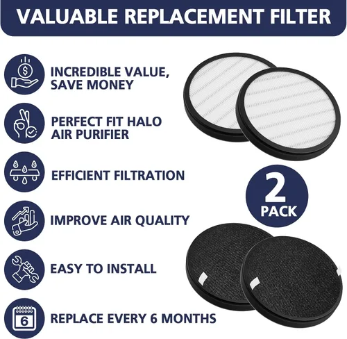 Miniatura 6 de Cabiclean Halo HEPA Filtro de Reemplazo, Compatible con Purificador de Aire Pure Enrichment PureZone Halo Modelo PEAIRDSK, Filtros HEPA 2-en-1