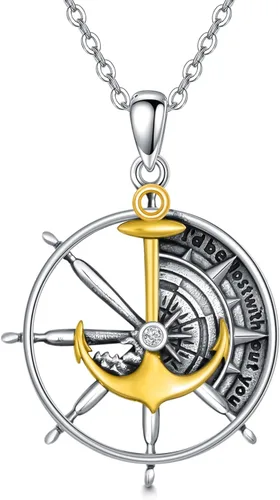Miniatura 8 de PROESS Collar de plata de ley con colgante de montaña y sol de semilla de mostaza/masónico/brújula para mujeres y hombres, collar con colgante