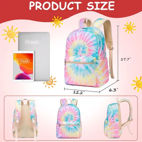 Miniatura 8 de CAMTOP Juego de morral y lonchera para niñas de preescolar y primaria, Teñido amarillo., S, Viajar