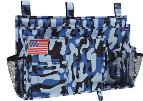 Miniatura 54 de Surblue Caddy Organizador colgante, Bolsa de almacenamiento para cabecera para literas y camas de hospital, Azul Turquesa, L R-Teal