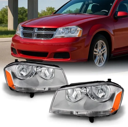 AKKON - Faros delanteros cromados de repuesto para piezas originales, compatibles con Dodge Avenger, para lado del conductor y del pasajero, par