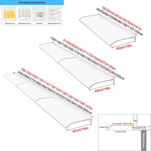 Miniatura 3 de Toldo invisible semiesmerilado para puerta delantera, cubierta de policarbonato transparente sólido de 0.138 in de grosor, toldo de ventana, refugio