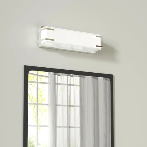 Miniatura 5 de Luz de baño LED sobre espejo de 16" con pantalla de lámpara blanca lechosa 4000K, acabado cromado de luz diurna, barra de baño (cromado)