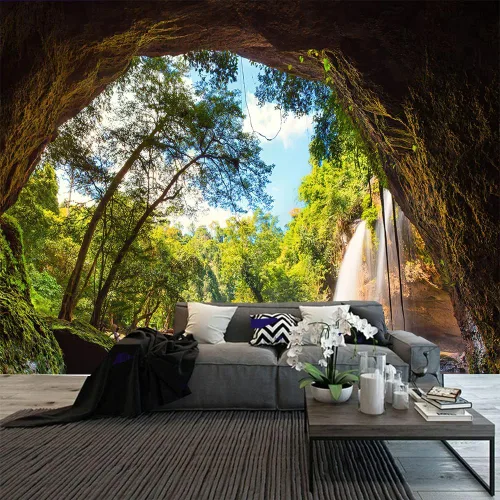 Miniatura 14 de FENDROM Tapiz de hojas de loto de naturaleza, tapiz de plantas, paisaje natural verde, para colgar en la pared, arte de pared 3D para dormitorio