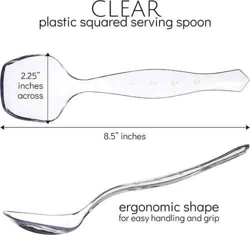Miniatura 2 de Plasticpro Cucharas desechables de plástico para servir, utensilios de servicio duraderos, resistentes, transparentes, paquete de 12