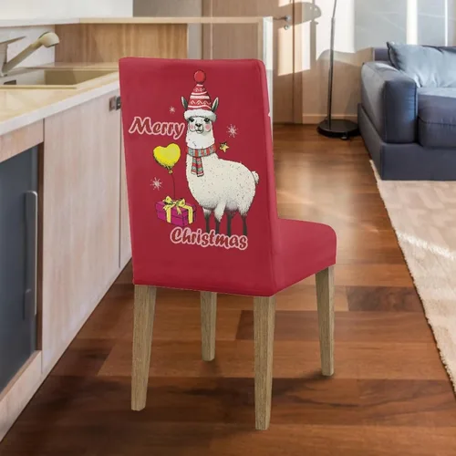 Miniatura 6 de HUGS IDEA Merry Christmas Dining Room Chair Covers Cute Sheep Kitchen Chair Covers Stretch Dining Chairs Cover Set of 6 Parsons Chairs Slipcovers