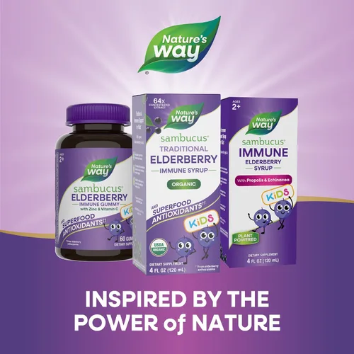 Miniatura 8 de Nature's Way Sambucus - Jarabe inmunológico tradicional de saúco para niños, extracto concentrado de saúco negro, apoyo inmunológico tradicional*