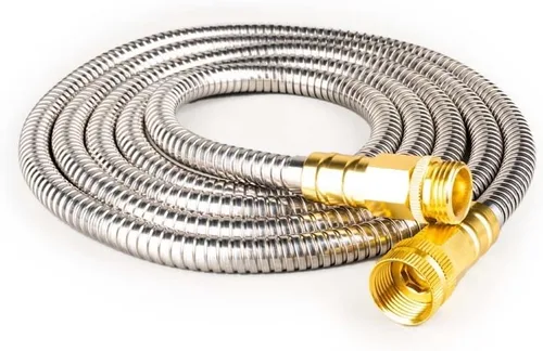 Miniatura 15 de Manguera líder de acero inoxidable: Extensión de manguera de jardín corta de 1 pie con acero 304 - Conector de metal flexible para grifo o carrete