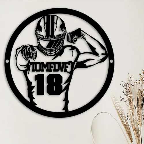 Miniatura 2 de Letrero de metal personalizado para jugador de fútbol con luz LED, nombre y número personalizado, arte de pared de fútbol, letrero de neón