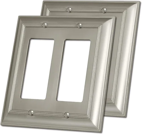 Miniatura 11 de BESTTEN Grand Collection - Placa de pared decorativa de latón envejecido de aleación de zinc de 4 cuadras, cubierta de enchufe de latón antiguo