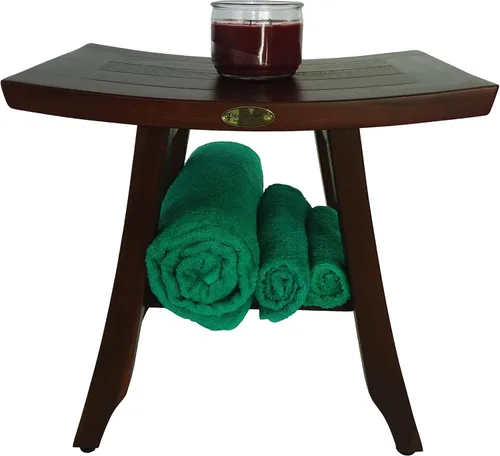 Miniatura 5 de DecoTeak -Bench-Taburete de ducha, banco de ducha de teca, asiento de ducha, silla de ducha para ducha interior, banco pequeño, reposapiés, taburete