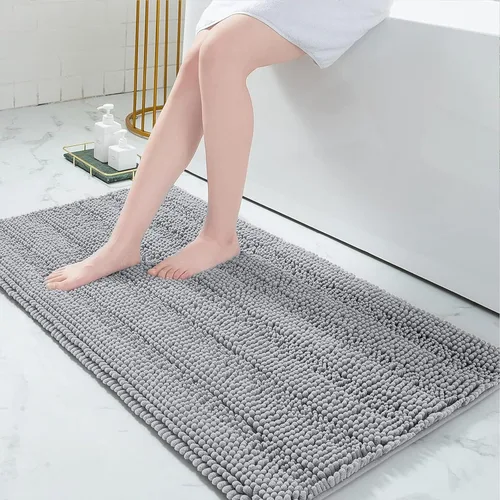 Miniatura 249 de Grandaily Alfombras de baño de felpilla a rayas de 24 x 16 pulgadas, extra gruesas y suaves, absorbentes, parte trasera de goma, alfombra de ducha