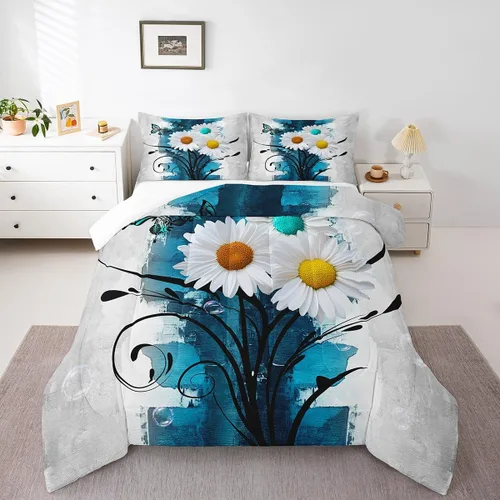 Miniatura 24 de Erosebridal Juego de ropa de cama turquesa tamaño individual para niños y niños, color verde azulado y gris degradado para niñas y adultos, relleno