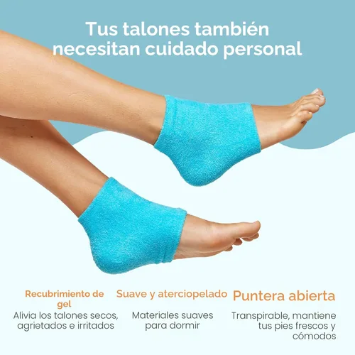 Miniatura 5 de ZenToes Calcetines de talón hidratante, 2 pares de calcetines de spa con forro de gel para curar y tratar talones secos y agrietados mientras Azul