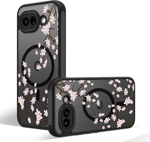 Miniatura 53 de Funda magnética para Google Pixel 10A [Compatible con MagSafe] Funda con patrón floral de flores negras para mujeres y niñas, con borde de TPU Rama