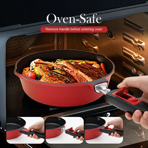Miniatura 4 de Sartén de 20 cm antiadherente, sartén para tortilla, sartén de chef saludable y no tóxica, sartén para huevos con mango desmontable para todas