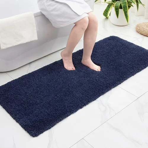 Miniatura 11 de Disolla Alfombras pequeñas para baño 17x24 antideslizante, alfombra de baño blanca esponjosa para el suelo del baño, lavable a máquina, alfombra