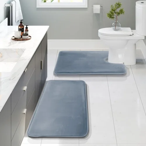 Miniatura 95 de Clara Clark tapete para baño, regadera o tina, de gomaespuma, negro, antiderrapante Azul claro