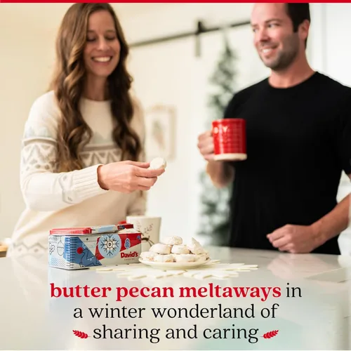 Miniatura 10 de David's Cookies Winter Wonderland Pecan Meltaways Tin - Paquete de galletas gourmet de Navidad para la familia y los amigos - Deliciosas y suaves