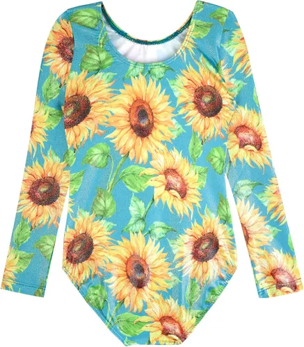 Miniatura 109 de HOZIY - Leotardos de manga larga para niñas, de gimnasia, para niños pequeños, trajes florales de unicornio, galaxia, arco iris, patrón de rayas