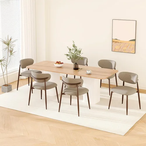 Miniatura 18 de MALOL Juego de 2 sillas de comedor, sillas de comedor tapizadas con patas de metal y almohadillas antideslizantes, silla de cocina con respaldo Beige