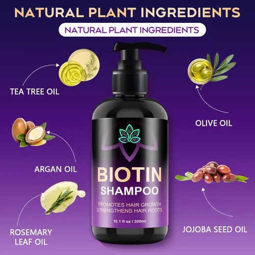 Miniatura 8 de Biotin - Champú para el crecimiento y engrosamiento del cabello con activador de raíces, champú para la pérdida de cabello para hombres y mujeres