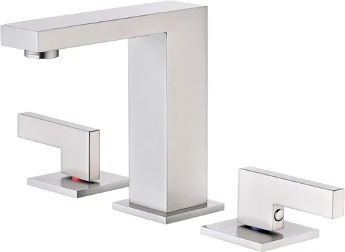 Miniatura 11 de sumerain Grifo de baño de 8 pulgadas de oro cepillado, grifo de lavabo de 2 manijas de latón sólido, con manguera de conexión rápida