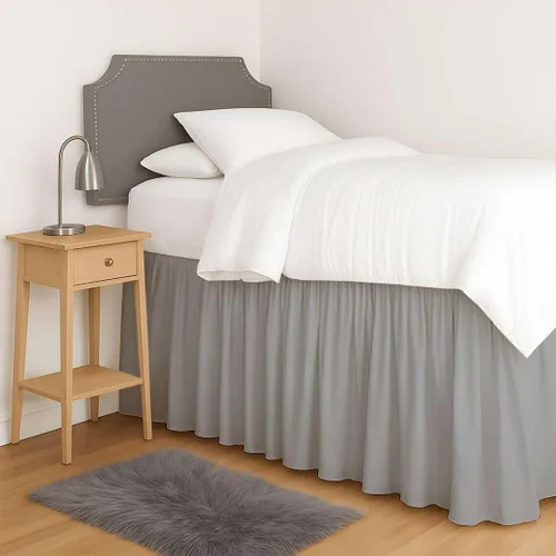 Miniatura 24 de Ready To Rest Falda para cama nido individual de 12 pulgadas de caída, faldas de cama estilo plisado para camas nido, esquinas divididas con Blanco