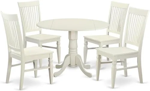 Miniatura 11 de East West Furniture DLWE3-BCH-W Dublin - Juego de cocina de 3 piezas que contiene una mesa redonda con gotas y 2 sillas de comedor, 42 x 42 Negro