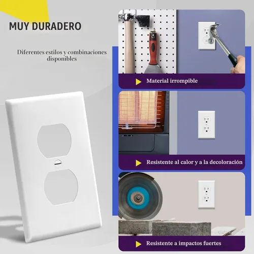 Miniatura 4 de ENERLITES - Kit de placas de pared doble, cubiertas de tomacorriente, tamaño estándar, 1 cuadrilla, 4.50 pulgadas x 2.76 pulgadas, policarbonato