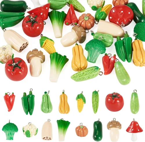 Miniatura 22 de Craftdady Colgantes colgantes de frutas, lindos colgantes de resina para alimentos, colgantes de manzana, naranja, piña, fresa, encantadores dijes