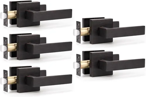 Miniatura 34 de KNOBWELL Paquete de 1 manija de puerta interior negra para uso en interiores, reversible para izquierda y derecha sin llave Negro