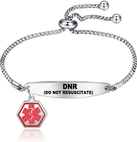 Pulseras de alerta médica para mujer, pulseras de identificación médica con grabado láser gratis, pulseras ajustables de acero inoxidable grabado de