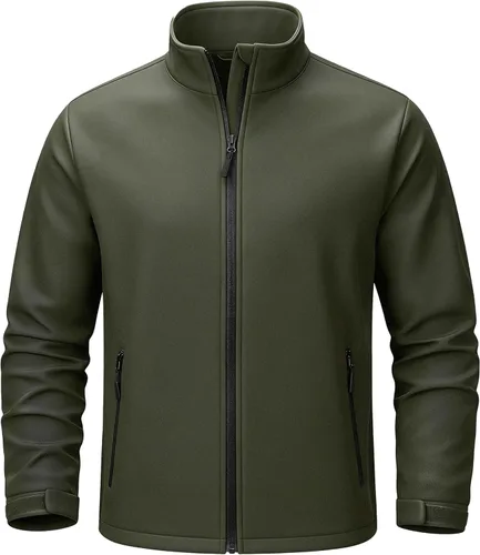 TACVASEN Chaqueta ligera Softshell para hombre, impermeable, ligera, con forro polar, abrigo de invierno con 4 bolsillos cortavientos