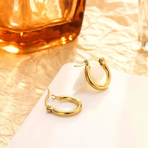 Miniatura 7 de Jstyle 3-4pares de aretes argollas de acero inoxidable, aro de 10mm-50mm para mujer
