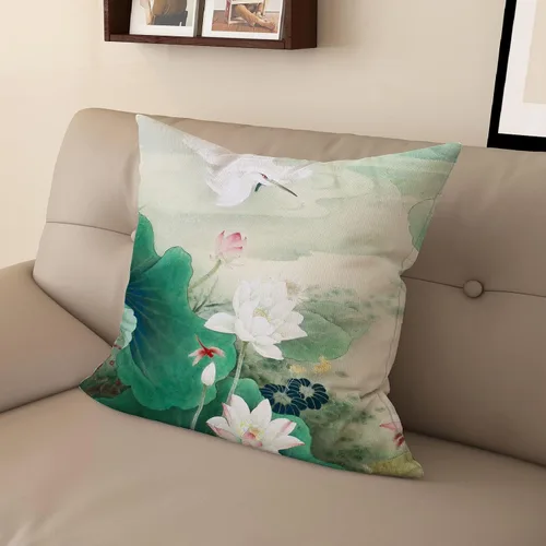 Miniatura 3 de Funda de almohada con estampado digital de loto zen chino, diseño de doble cara para sofá, sala de estar, decoración de dormitorio