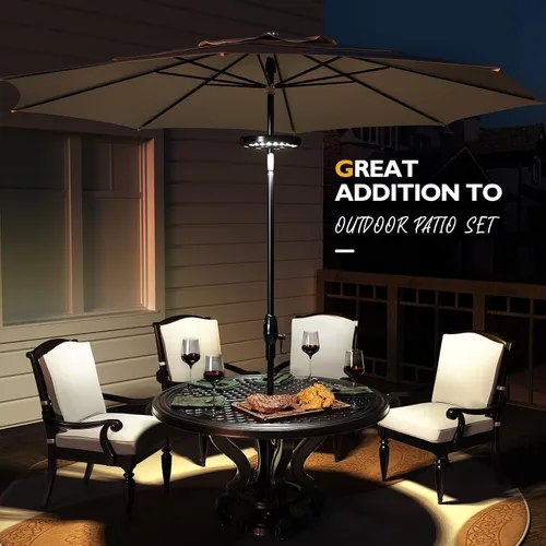 Miniatura 5 de Paquete de 2 luces Eletorot para sombrilla de patio, luces recargables al aire libre para decoración de patio, luces de mesa de patio, luz de poste