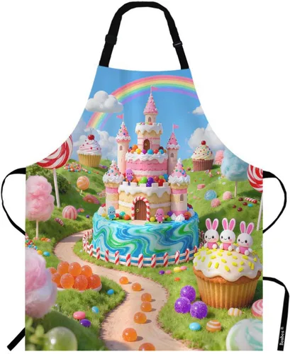 Miniatura 17 de Delantal de cocina con cabeza de gato negro Babero Delantal para Chef Restaurante Limpieza del hogar Servicio, Multi-001