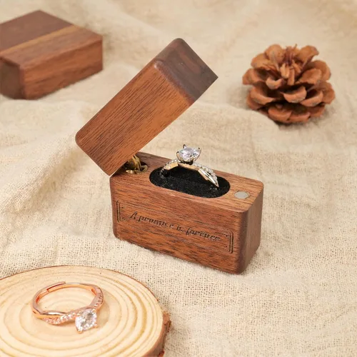 Miniatura 4 de Yookin Caja de anillo de madera portátil, caja de anillo de madera, compromiso, propuestas, ceremonia de boda, caja de anillo de exhibición