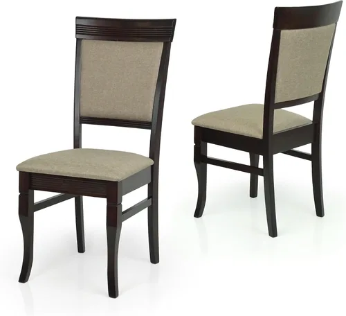 Miniatura 4 de Juego de mesa de comedor de 3 piezas, 2 sillas tapizadas Ronda de madera maciza de estilo clásico con mesa de comedor redonda, juego de cocina