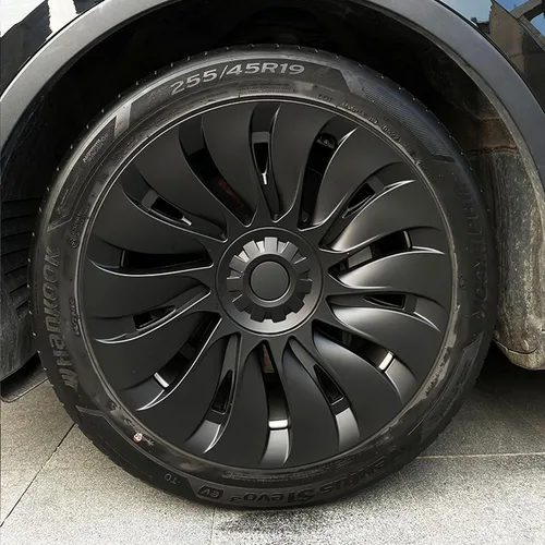 Miniatura 10 de KAVANIC 4 piezas de cubierta de rueda Compatible con Tesla Model Y 19 pulgadas 2020-2024 ABS tapacubos estilo cuchilla negro mate Compatible