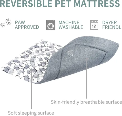 Miniatura 4 de VANKEAN Tapete de cama reversible para jaula de perro (cálido y fresco), tapete suave para dormir para mascotas, cama para perro para jaula