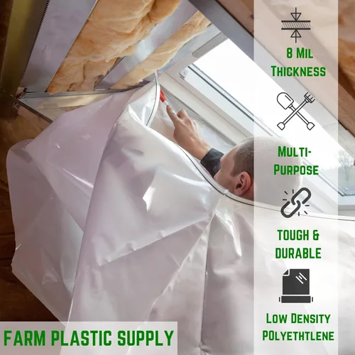 Miniatura 2 de Farm Plastic Supply - Láminas de plástico transparente - 8 mil - (5' x 100') - Láminas de plástico grueso, película de polietileno resistente