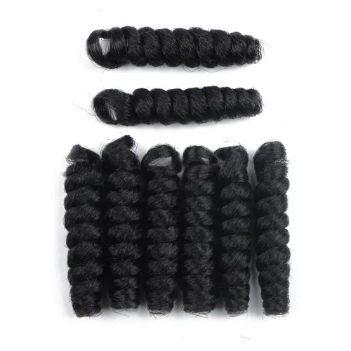 Miniatura 5 de Saniay - 3 paquetes de trenzas de ganchillo cortas trenzadas de ganchillo con espiral, rizos con espiral jamaicana, 20 mechones por paquete