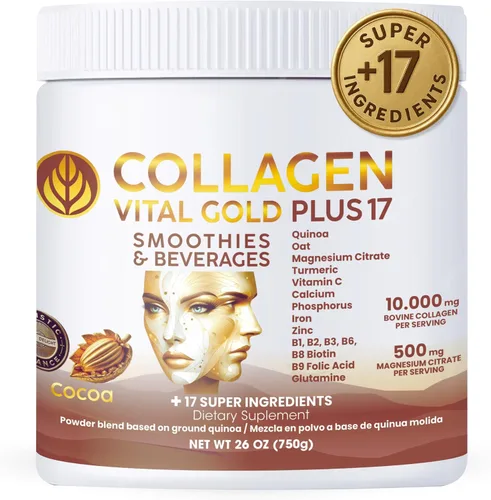 Miniatura 15 de Vital Life - Polvo de péptidos de colágeno – Colágeno hidrolizado con fórmula BioSynergy y 17 súper ingredientes, sabor a cacao, 16 onzas, apoya