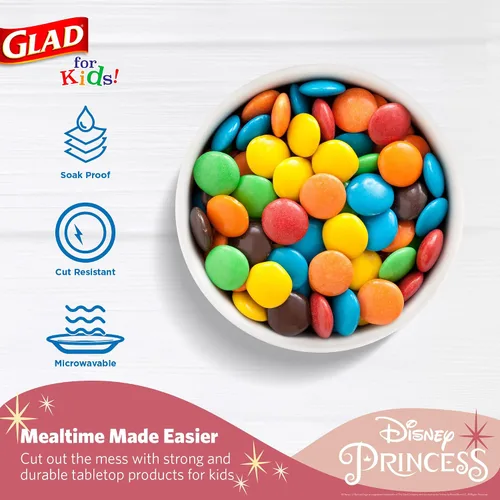 Miniatura 4 de Glad para Niños Cuencos de Papel para Snacks de Princesas Disney, "Magic is in All of US" - Resistentes, Aptos para Microondas, Tazas Desechables