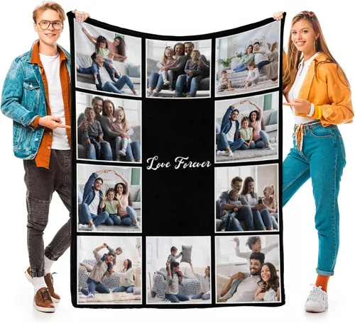 Miniatura 12 de D-Story Mantas personalizadas con fotos, regalos personalizados para parejas, regalos de aniversario y cumpleaños para esposa, marido, novia, novio