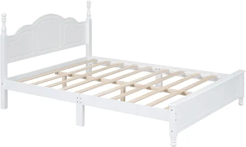 Miniatura 6 de Harper & Bright Designs Cama de plataforma tamaño Queen con cabecero, marco de cama de madera de estilo retro con soporte de listones, camas