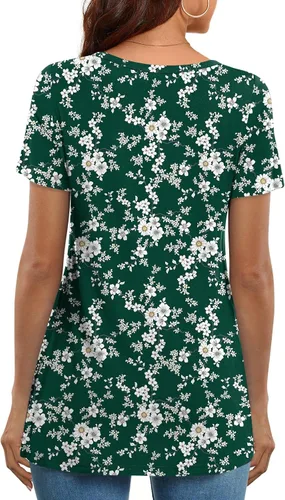 Miniatura 4 de CATHY Camisas elegantes de manga corta para mujer, estilo casual, con botones, cuello en V, holgadas