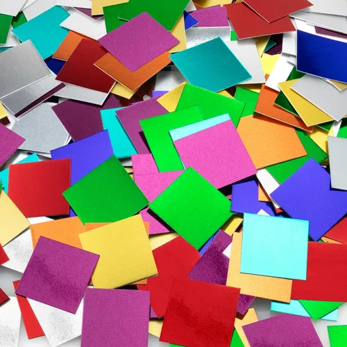 Hygloss 1,000 cuadrados pequeños de cartulina brillante – Cuadrados de cartón metálico de 1 pulgada – Ideal para manualidades de mosaico, artes y